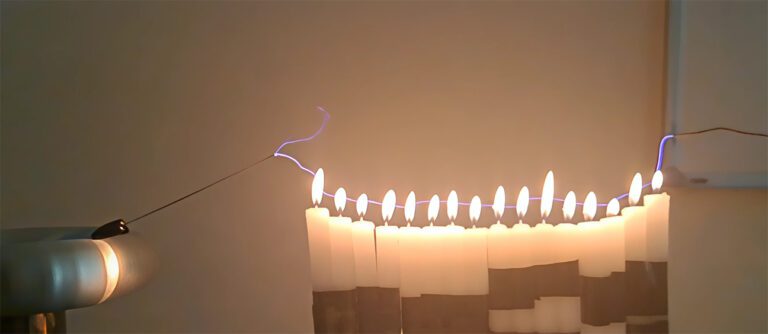 Experimento de laboratorio que buscaba estudiar la conductividad del fuego