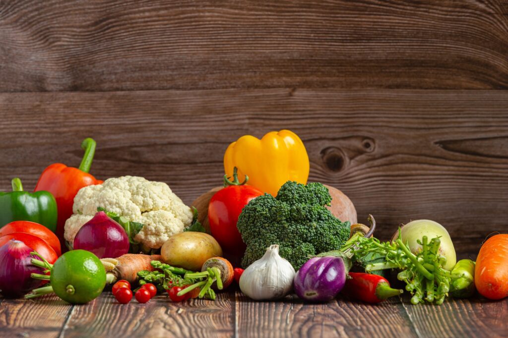 healthy vegetables on wooden table,World food day